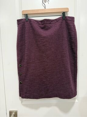 Ann Taylor NWT Plum Purple Tweed Pencil Skirt Button Accent Size 16